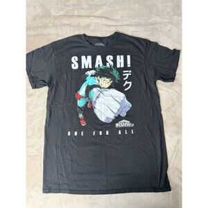 My Hero Academia Deku Smash One For All Crew Neck T-Shirt Men Size M Black